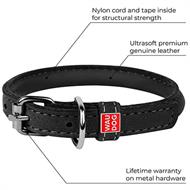 Waudog Halsbånd Soft Læder - Sort - 17-20 cm
