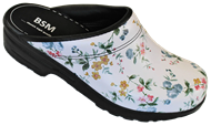 BSM Flex Træsko - Hvid m. blomster
